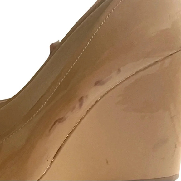 PRADA Patent Leather Peep Toe Wedges in Beige/Nude | EU 38 / US 8 | 3KZ037 - Picture 7 of 16